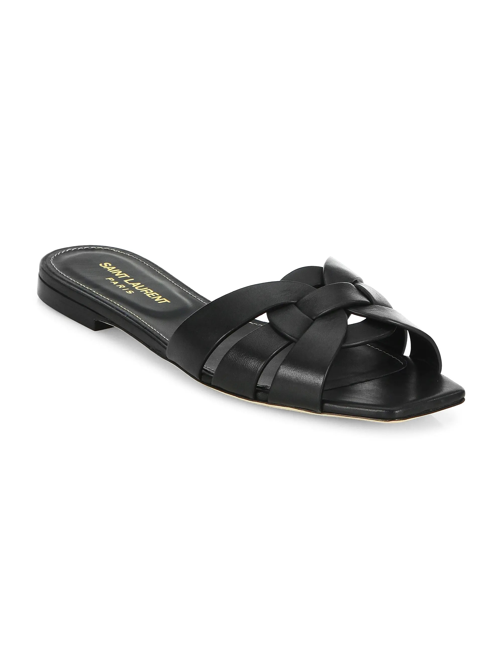 Tribute Leather Slides | Saks Fifth Avenue