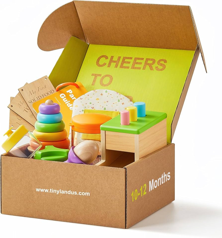 Tiny Land Montessori Toy Set for Babies 10-12 Months - 5-in-1 Wooden Learning Toys with Peg Drop ... | Amazon (US)