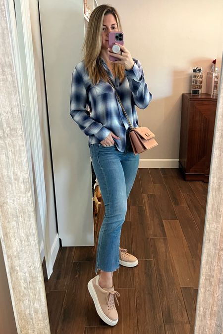When it comes to casual button downs — and plaid in particular — there’s always been one brand I recommend. This print is on sale and soft and cozy as can be. 

I’m wearing a medium for a slightly oversized fit. 

Jeans run TTS. Wearing size 28. Currently 25% off!

My color sneakers are sold out but they come in black and white. So comfy and chic!

#LTKsalealert