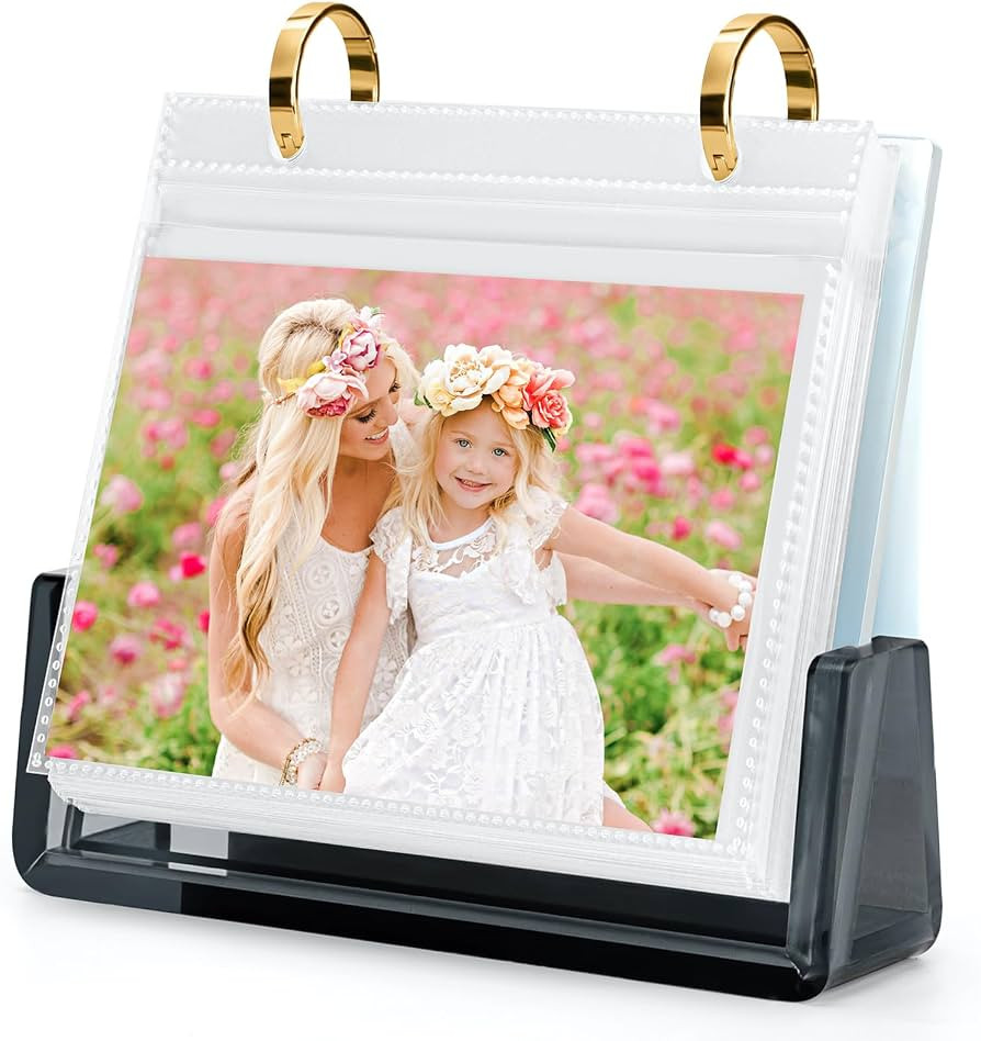 ZEEYUAN 4x6 Desktop Flip Photo Album on Stand Acrylic Picture Frame Holds 60 Pictures, 4x6 Standi... | Amazon (US)