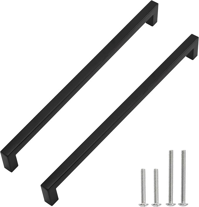 Redunest Cabinet Pulls Matte Black Cabinet Handles Square Drawer Pulls, 10 Pack 12-3/5 Inch Stain... | Amazon (US)