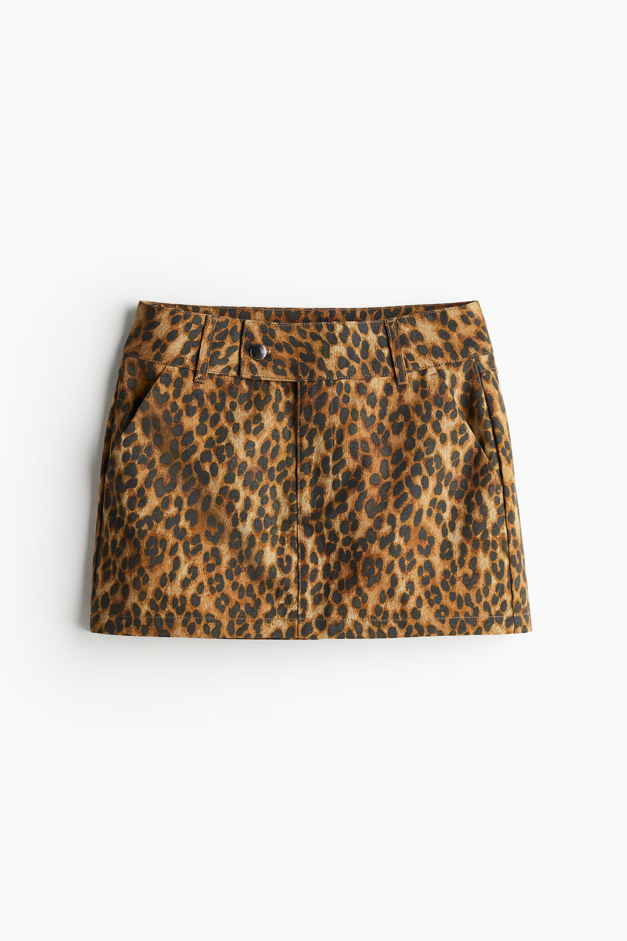 Cotton Mini Skirt - Regular waist - Mini - Beige/leopard print - Ladies | H&M US | H&M (US + CA)