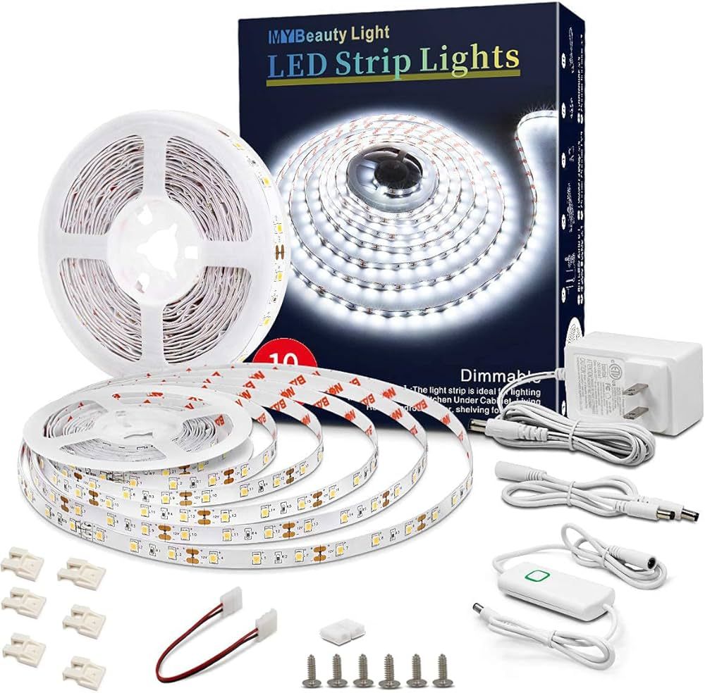 Led Strip Lights 32.8 Feet White Dimmable Led Light Strip Flexible Rope Lights Kits with 12v Etl ... | Amazon (US)