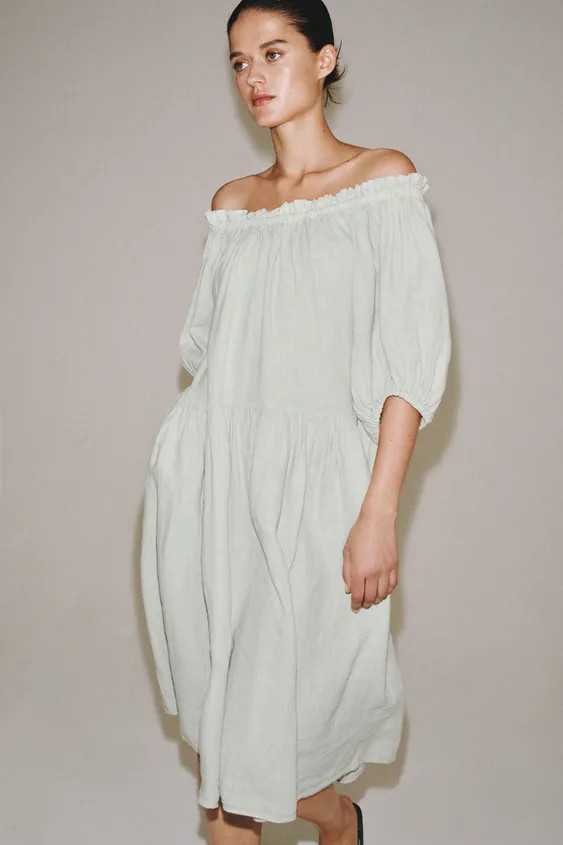 ZW COLLECTION 100% LINEN MIDI DRESS | Zara Canada