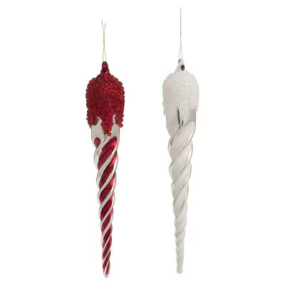 Transpac Glass Icicle Ornament Set of 2 Elegant Christmas Tree Decorations for Holiday Home Decor | Target