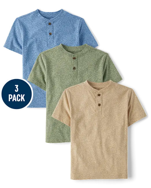Boys Marled Henley Top 3-Pack - multi | The Children's Place