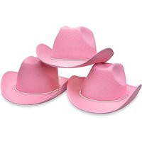 Bulk Pink Cowboy Hat, Western Bachelorette Party, Summer Wide Brim Felt Bride Cowgirl Wedding Favors | Etsy (US)
