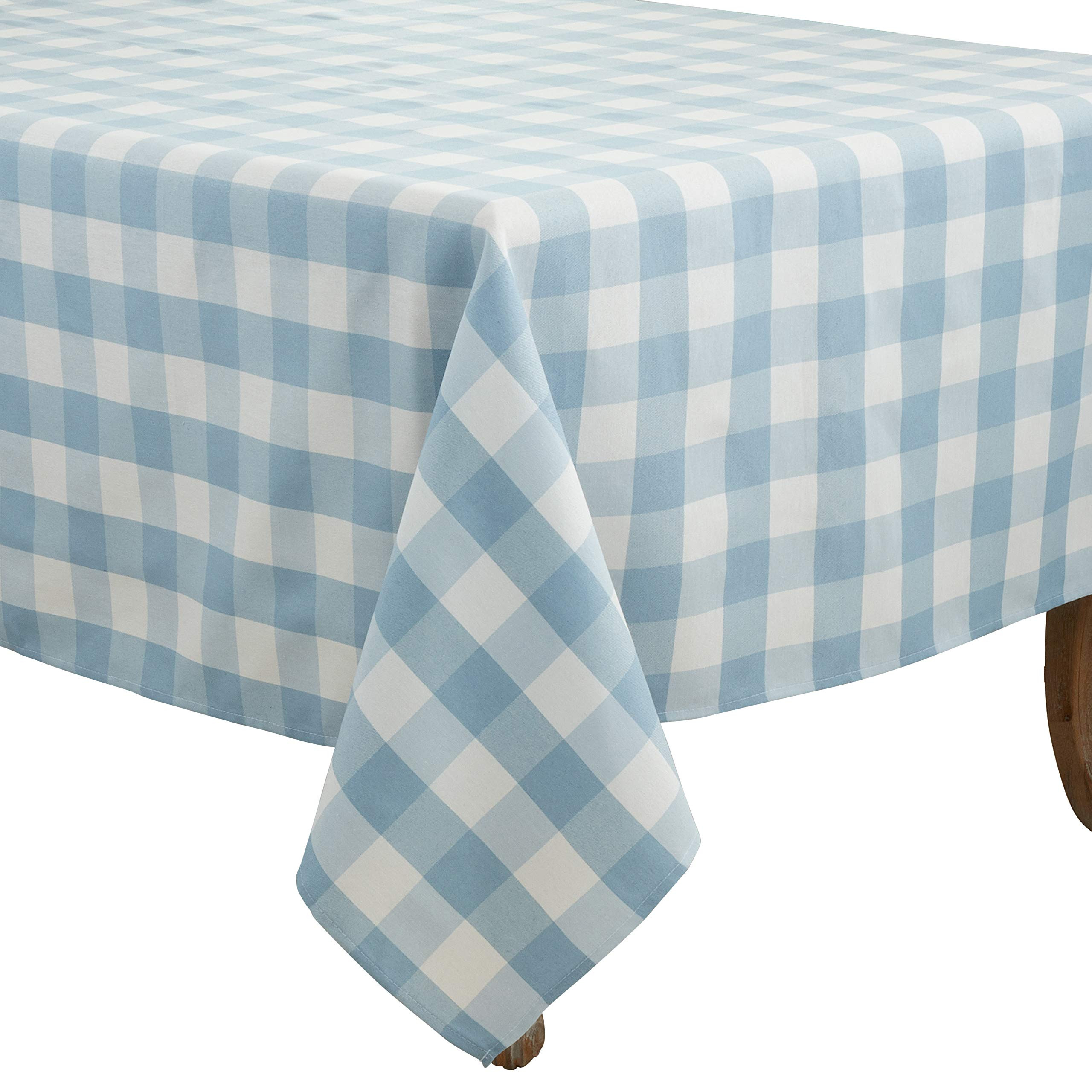 SARO LIFESTYLE Cotton Blend Buffalo Plaid Tablecloth, 70", Blue | Amazon (US)