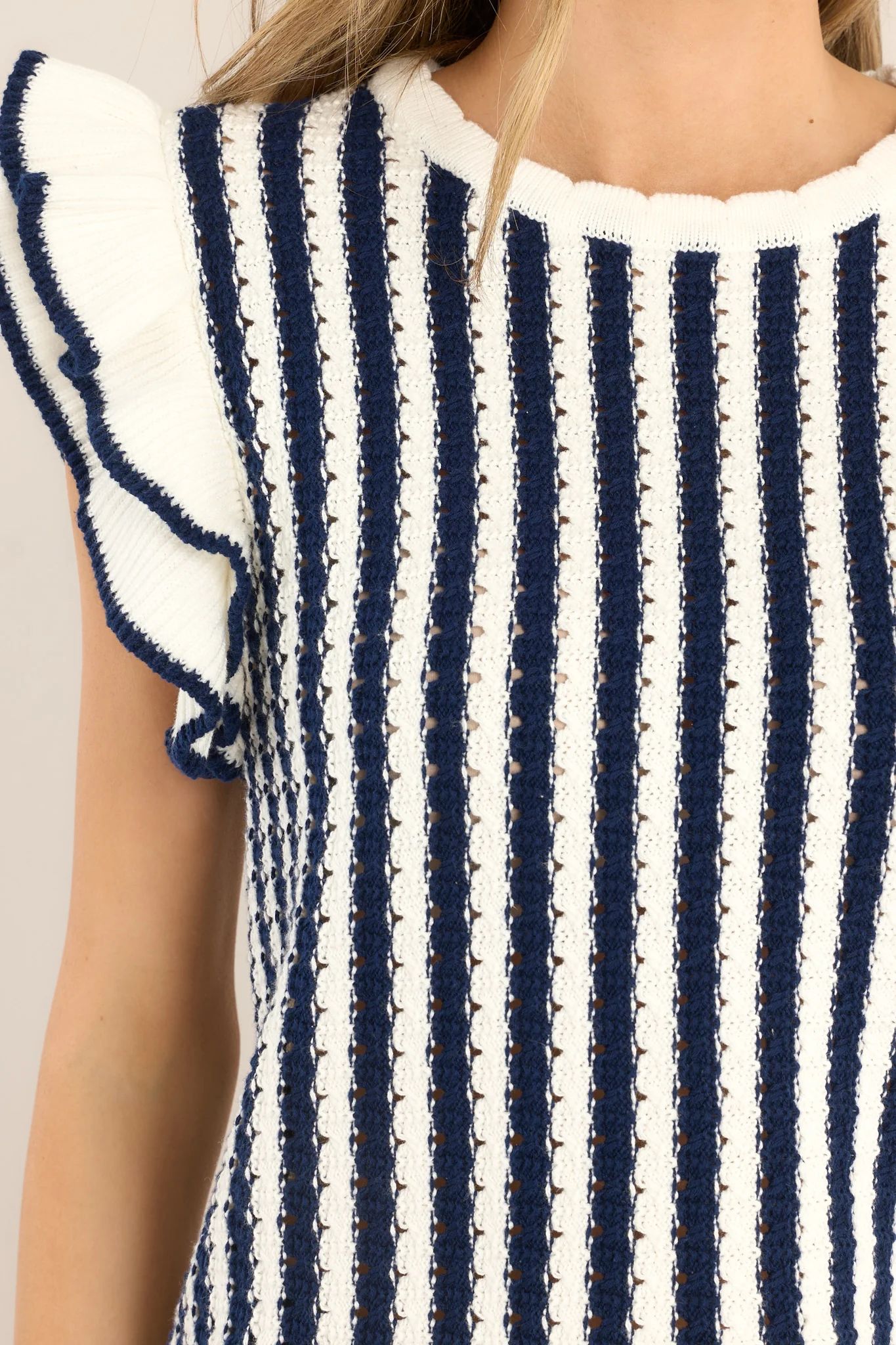 Retro Love Navy & White Stripe Knit Top | Red Dress 