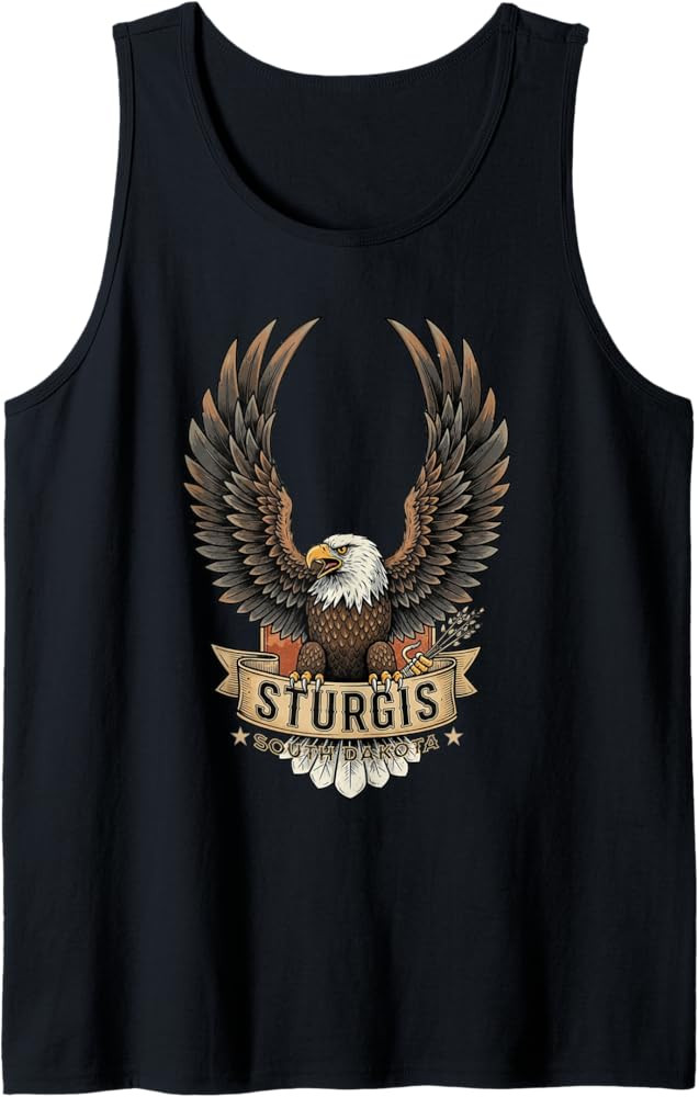 Sturgis, South Dakota, U.S.A. Eagle Art ON Front Tank Top | Amazon (US)