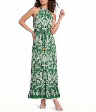 Tropics Kay Printed Halter Neck Sleeveless Maxi Dress | Dillard's