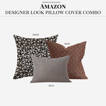 Amazon Pillow Cover Combo | designer look | affordable pillows | throw pillows | pillow inserts | down pillow insert | floral pillow | brown pillow | Amazon pillows | bed pillows | couch pillows | living room essentials | Amazon home | Amazon 

#LTKhome #LTKunder50 #LTKstyletip