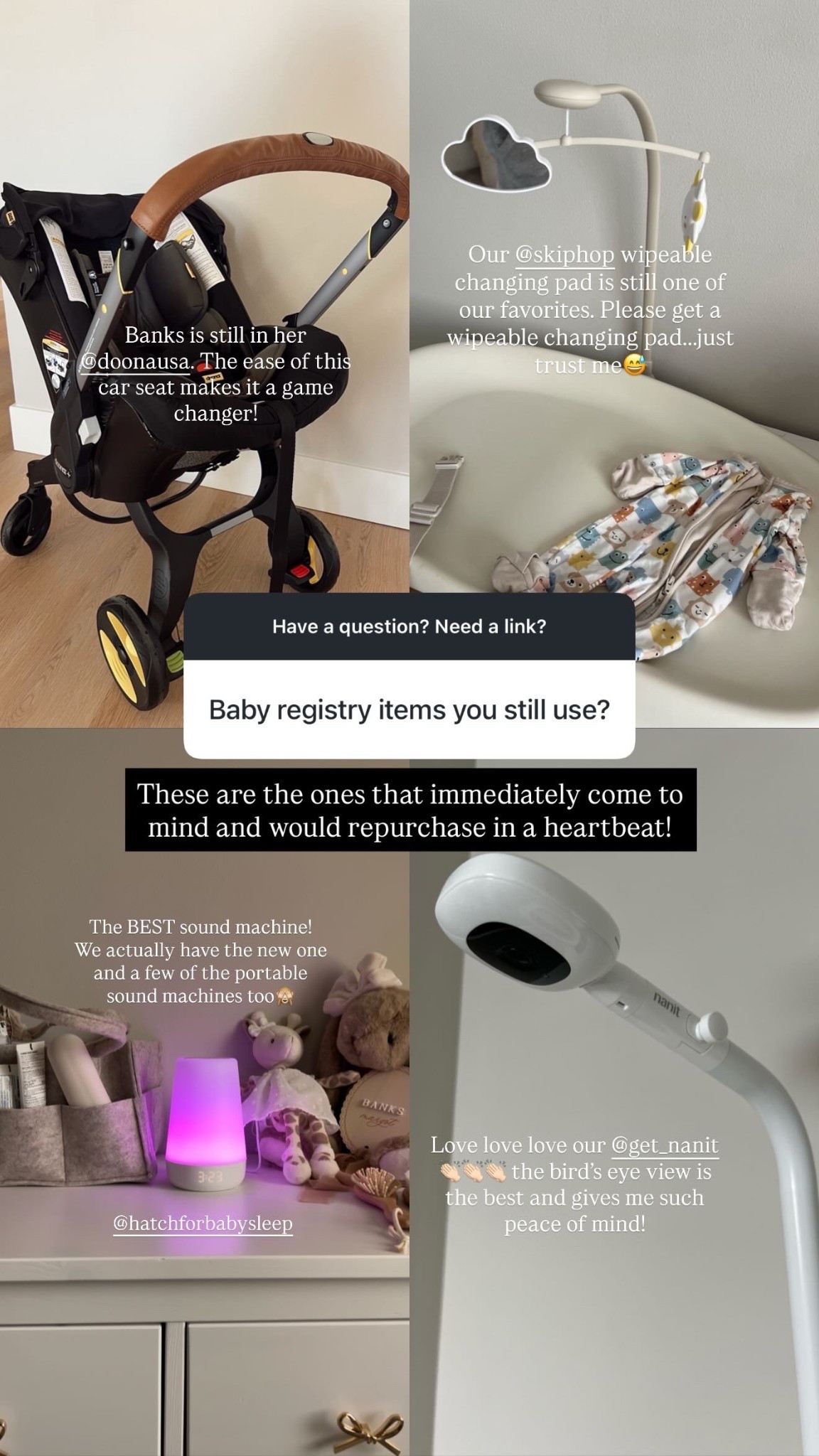 Baby registry items we are still using with a one and a half year old! 

Baby must haves, baby essentials, baby registry, Doona, hatch, Nanit, skiphop @Nanit @Hatch 

#LTKBaby