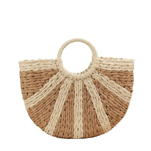 Y2K Straw Handbag for Women, Aesthetic Fashion Top Handle Bag Women Ladies Summer Beach Bag Purse for Daily Use (Beige) | Amazon (US)