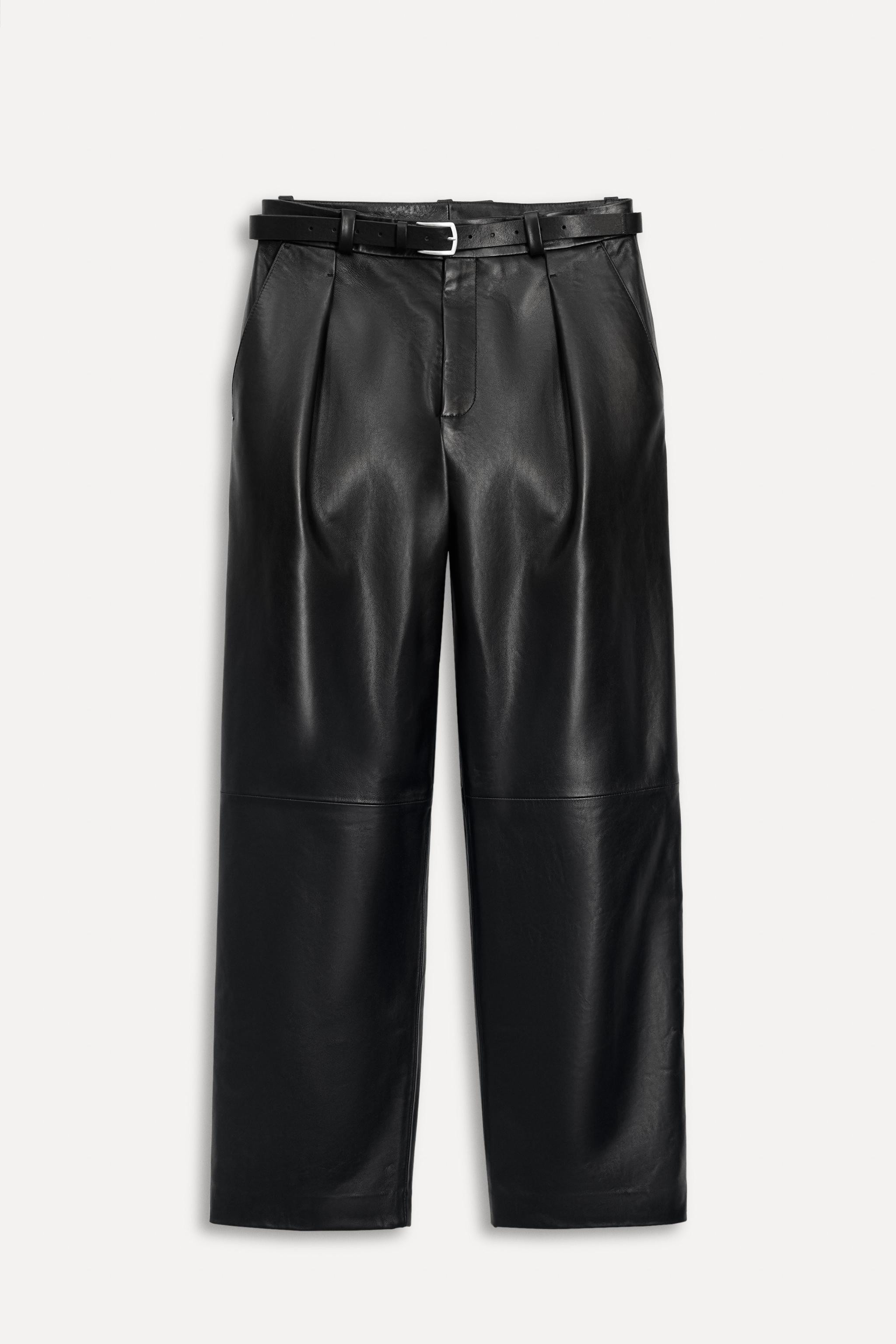 50TH ANNIVERSARY LEATHER TROUSERS WITH DARTS AND BELT | Zara US