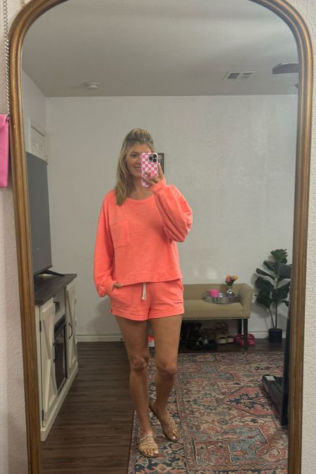Aerie Endless Summer Crew Sweatshirt 🧡 Right now it’s on sale! 🙌 It also comes in other colors. For reference I'm 5'7 and I'm wearing a size small in both the top and bottom. 

#LTKStyleTip #LTKFindsUnder50 #LTKFindsUnder100
