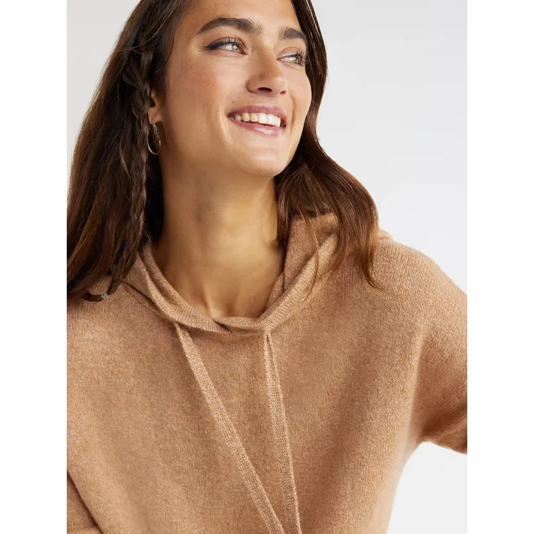 Time and Tru Women's Long Sleeve Hoodie Pullover and Pant Sweater Set, Sizes XS-4X | Walmart (US)