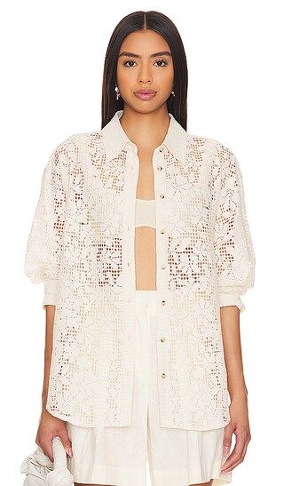 In Your Dreams Lace Buttondown in Tea | Revolve Clothing (Global)