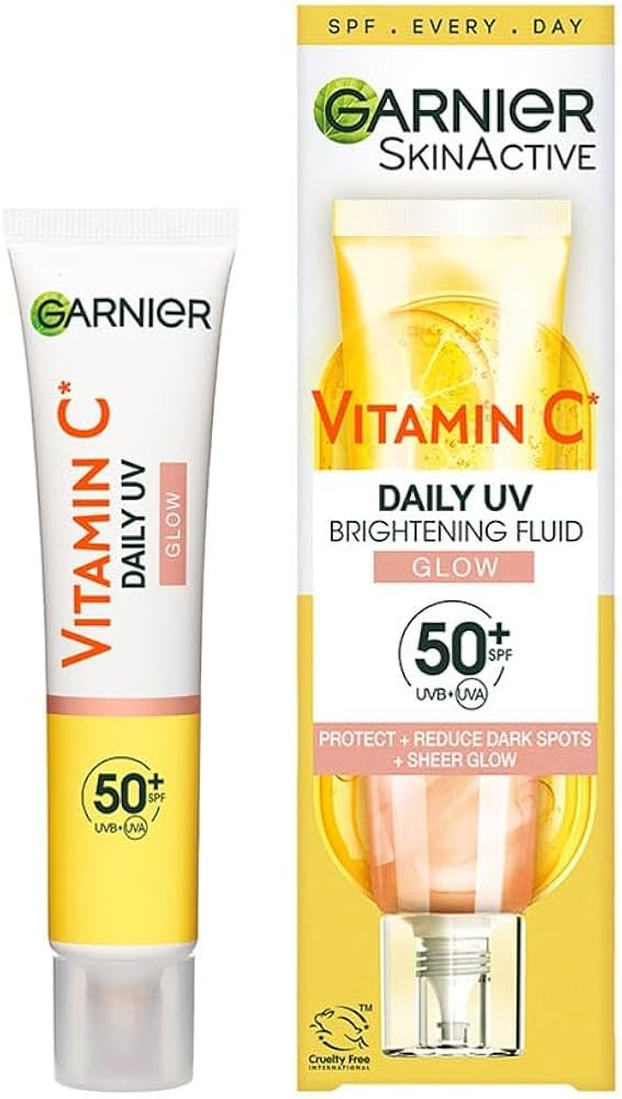 Garnier Vitamin C Daily UV Brightening Fluid Sheer Glow, SPF50+, Prevents + Corrects Sun Damages ... | Amazon (UK)