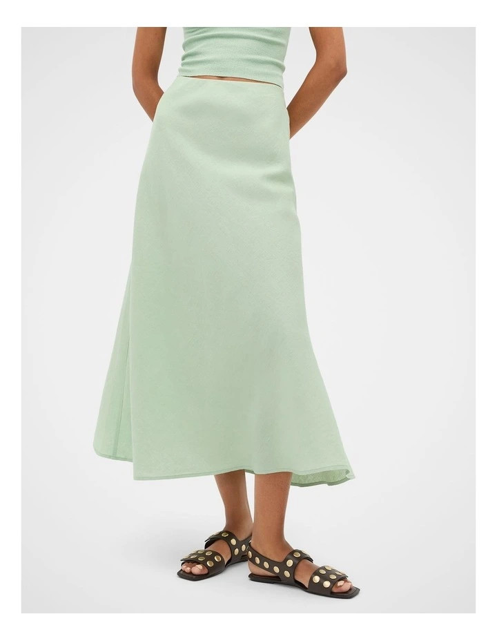 Linen Minimalist Skirt in Eucalyptus | Myer