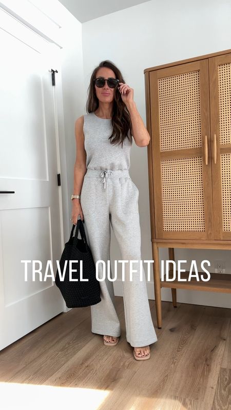 Travel outfit ideas…in the super luxe and comfy air essentials fabric from spanx
Save 10% sitewide code LLBXSPANX
Sz XS In jumpsuit 
Sz medium in top (small would have been better)
Sz xs in cropped pants
Sz up 1/2 sz in sneakers 
Bag needs insert to keep its shape(linked)

#LTKstyletip #LTKtravel #LTKSeasonal