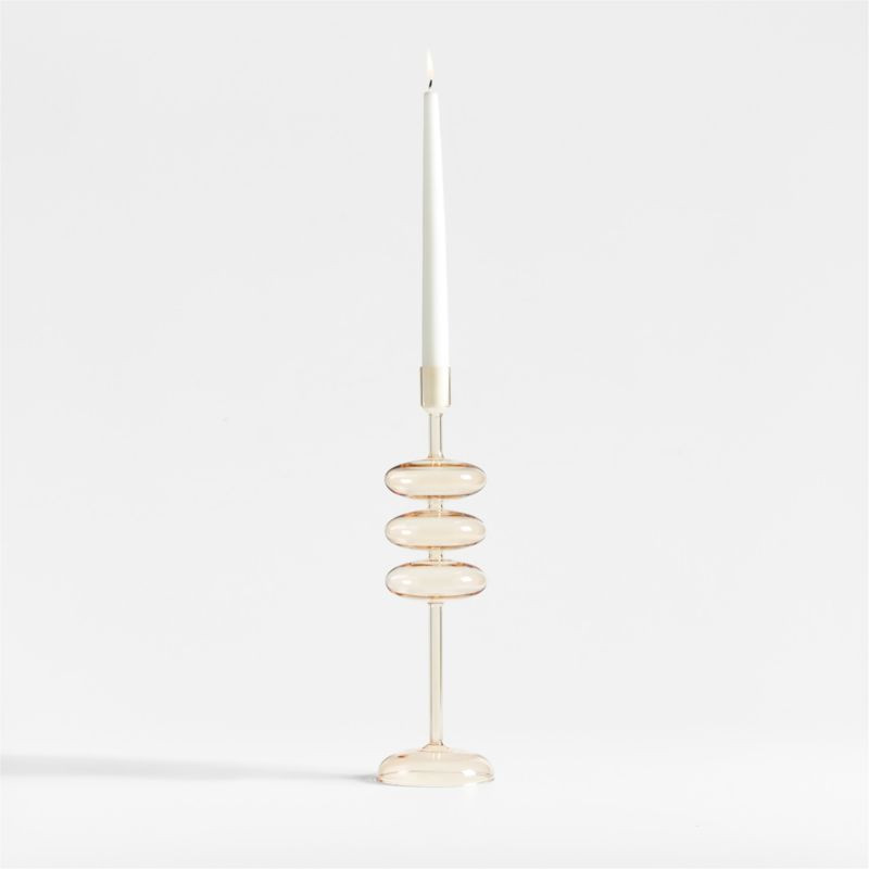 Venezia Large Champagne Yellow Glass Taper Candle Holder + Reviews | Crate & Barrel | Crate & Barrel