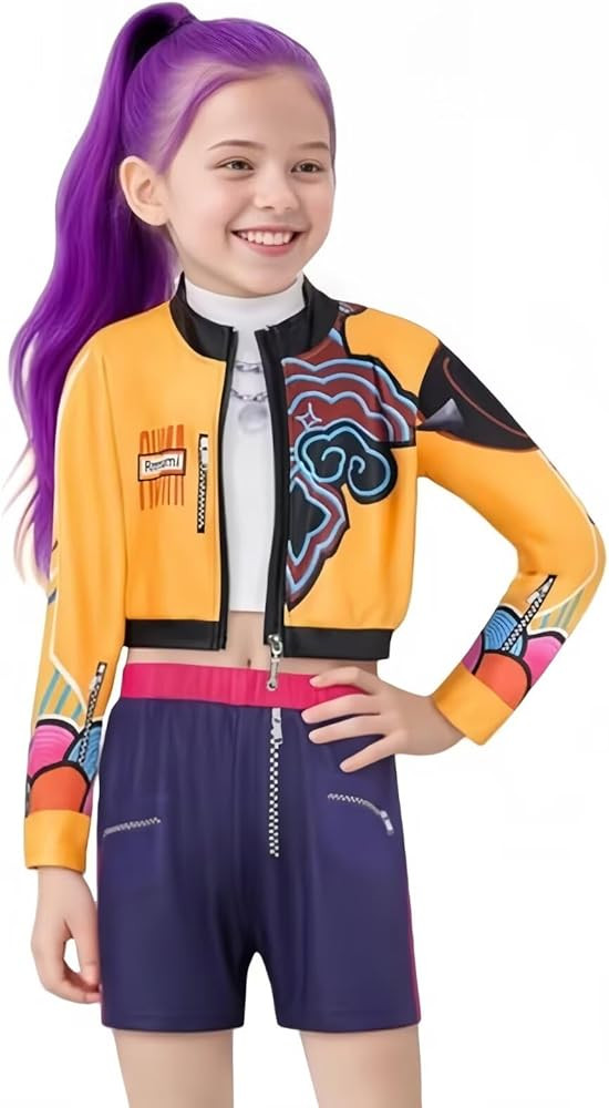Rumi Costume for Girls Pop Singers Dress Up Include Jacket T-Shirt Shorts 3PCS Set | Amazon (US)