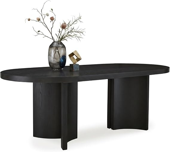 Signature Design by Ashley Rowanbeck Minimalist Dining Table for 8 People, Black | Amazon (US)