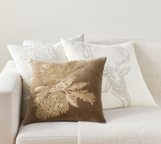 Metallic Embroidered Snowflake Pillow Cover | Pottery Barn (US)