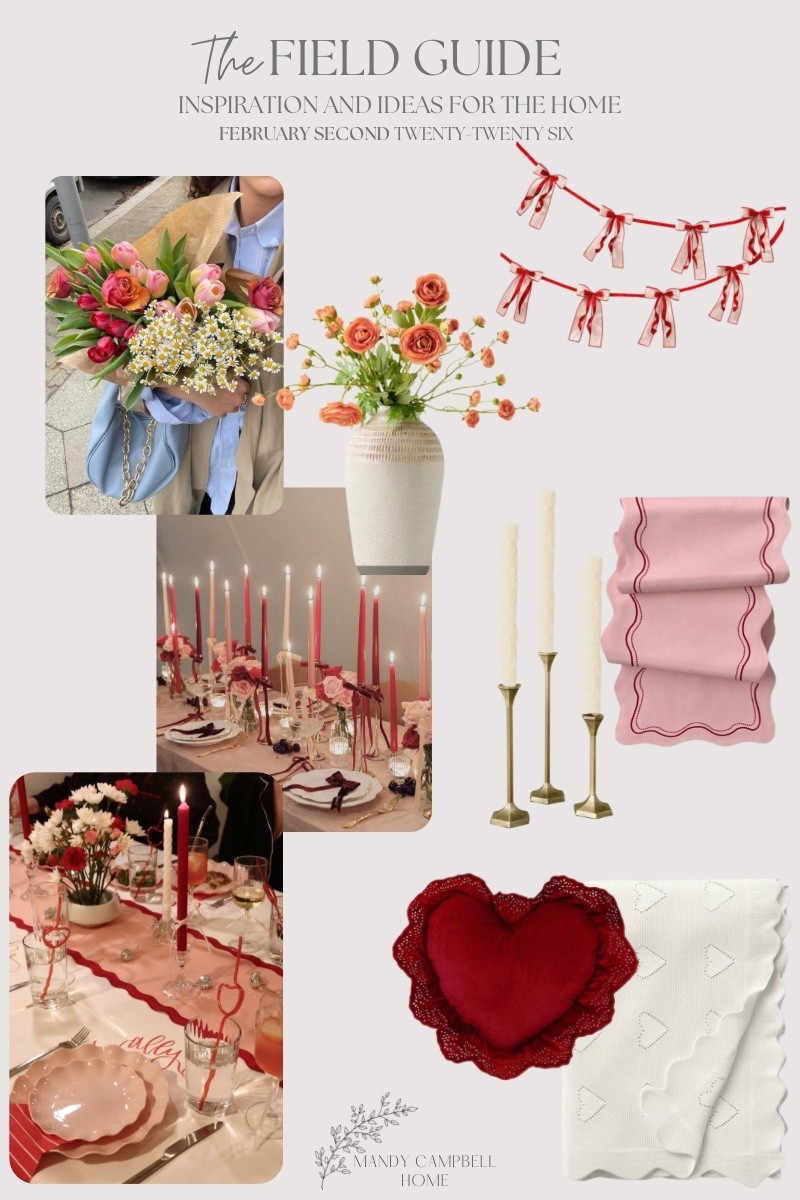 This week's field guide is all about layering with warmth and intention. Soft florals, candles, linens, and small details that bring a sense of care into everyday spaces. It’s proof that heart doesn’t have to mean overdone—sometimes it’s as simple as texture, color, and the way a table is set.

Designing with heart turns a house into a home.💕🌸

#LTKValentine #LTKHome #LTKSeasonal