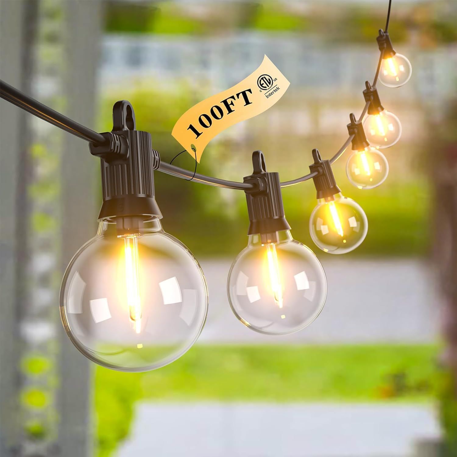 Outdoor String Lights 100 FT LED Patio lights with 50+2 Shatterproof Edison Globe Bulbs - IP65 Wa... | Amazon (US)