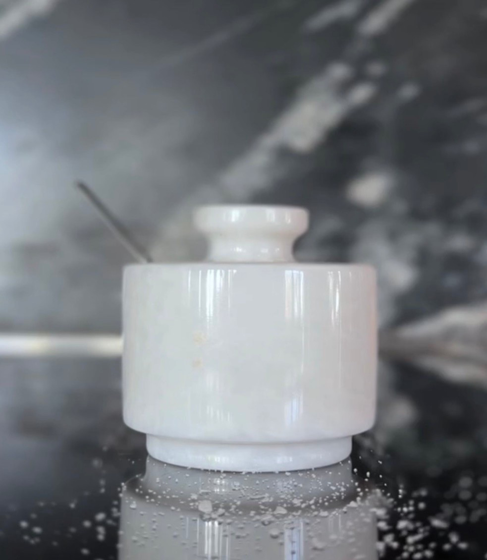 A white marble salt cellar that makes even the smallest kitchen moments feel considered. Simple, weighty, and timeless, it brings quiet elegance and everyday function to the countertop. 🤍🧂

#MarbleDetails #SaltCellar #KitchenStyling #EverydayElevated #TimelessDesign #HomeDecor #DesignDetails #callsigndesign