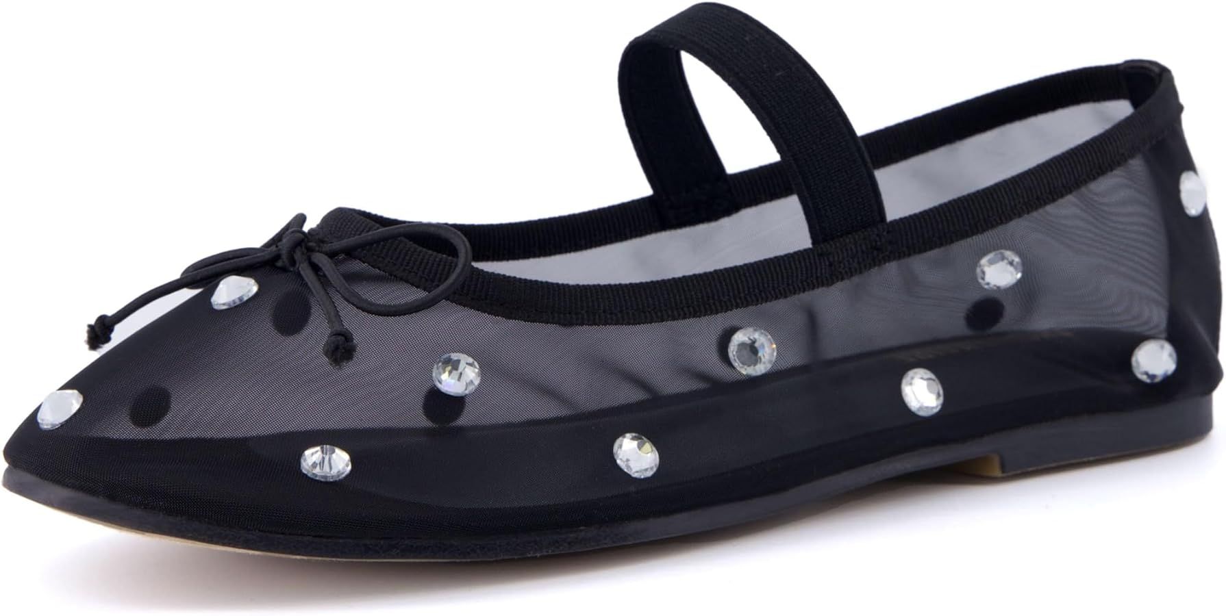 CUSHIONAIRE Women's Elegant Rhinestone mesh Bow Flat with +Memory Foam and Wide Widths Available | Amazon (US)