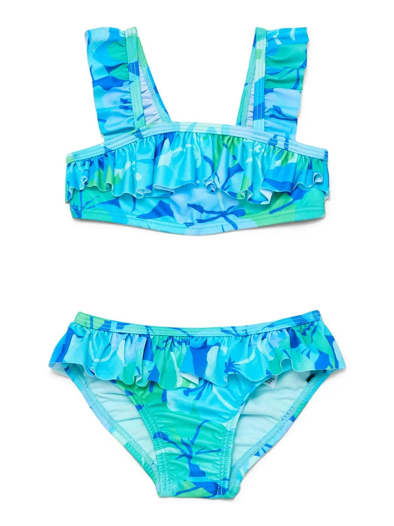 Wonder Nation Baby and Toddler Girl Ruffle Bikini Swim Set, 2-Piece, Sizes 12M-5T | Walmart (US)