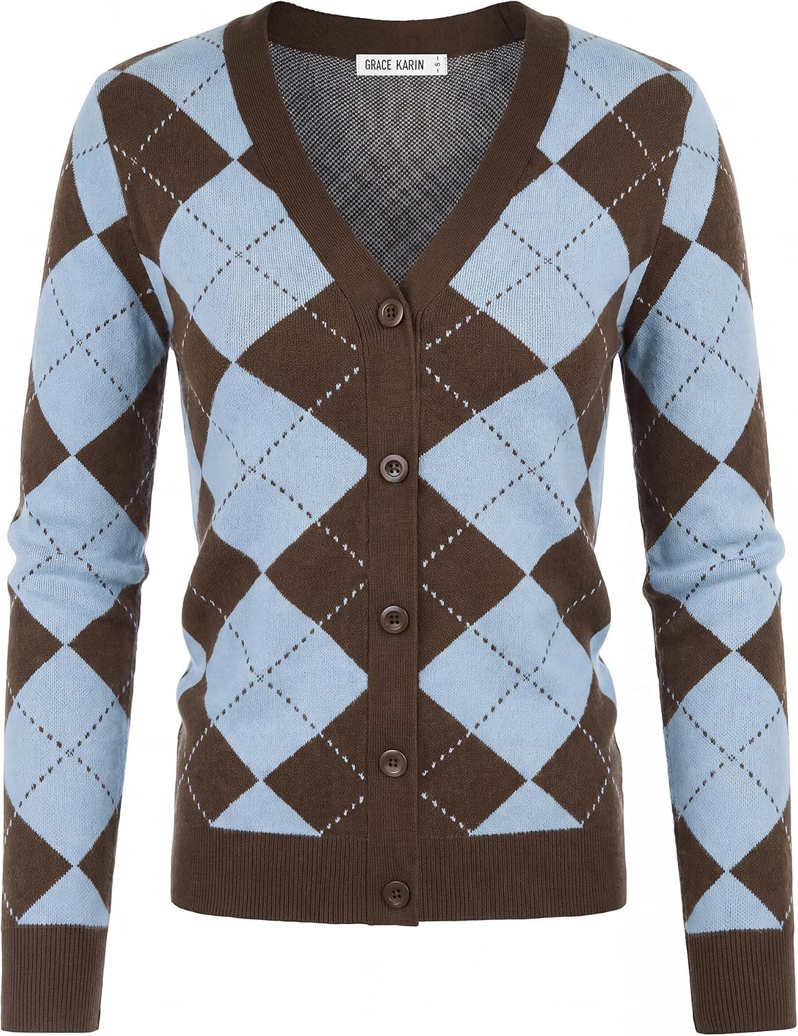 GRACE KARIN Cardigan Sweaters for Women Fall Argyle Sweater Preppy Clothes | Amazon (US)