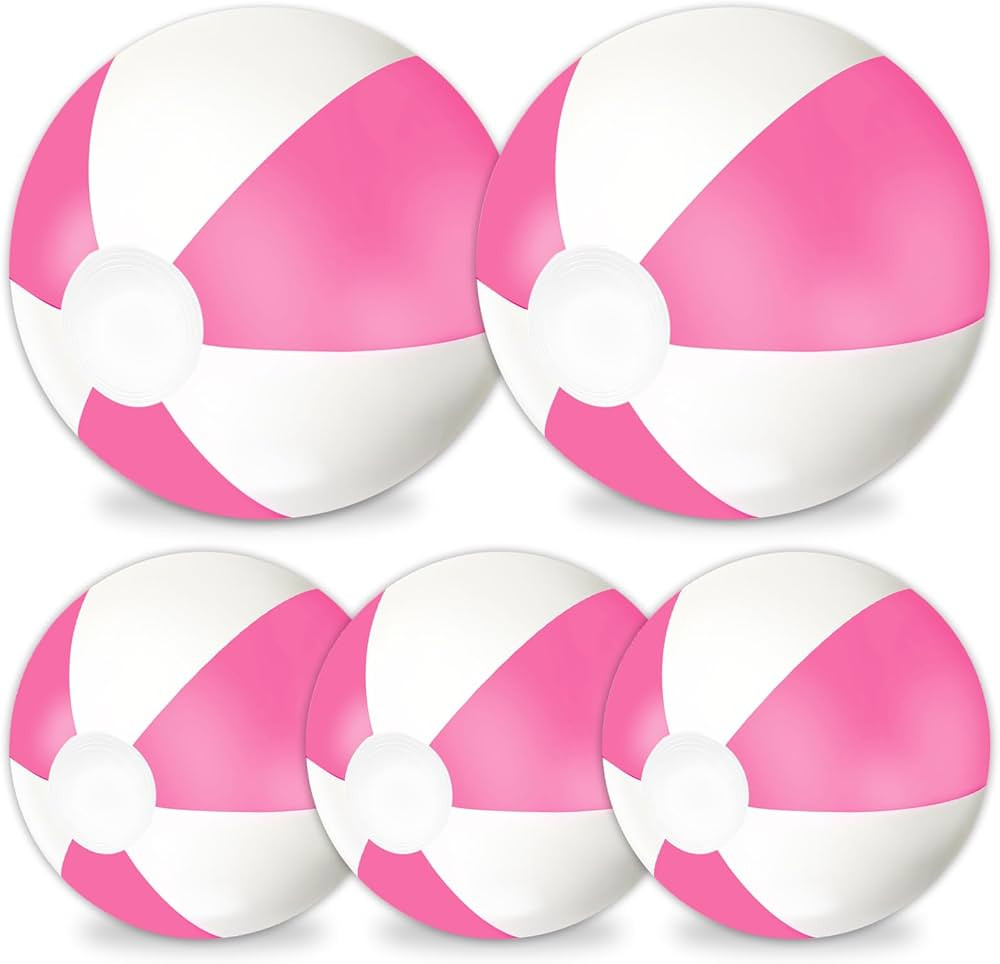 Whaline 5Pcs Inflatable Beach Ball 24 & 16 Inch Round Pool PVC Balls Cute Game Toys | Amazon (US)