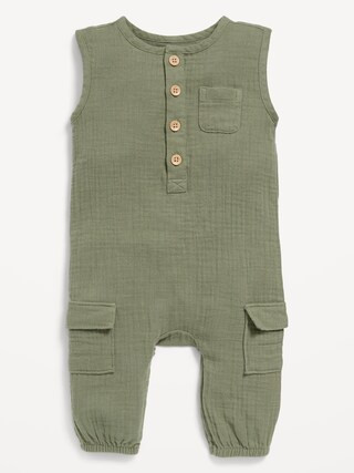 Sleeveless Henley Pocket One-Piece Jumpsuit for Baby | Old Navy (CA)