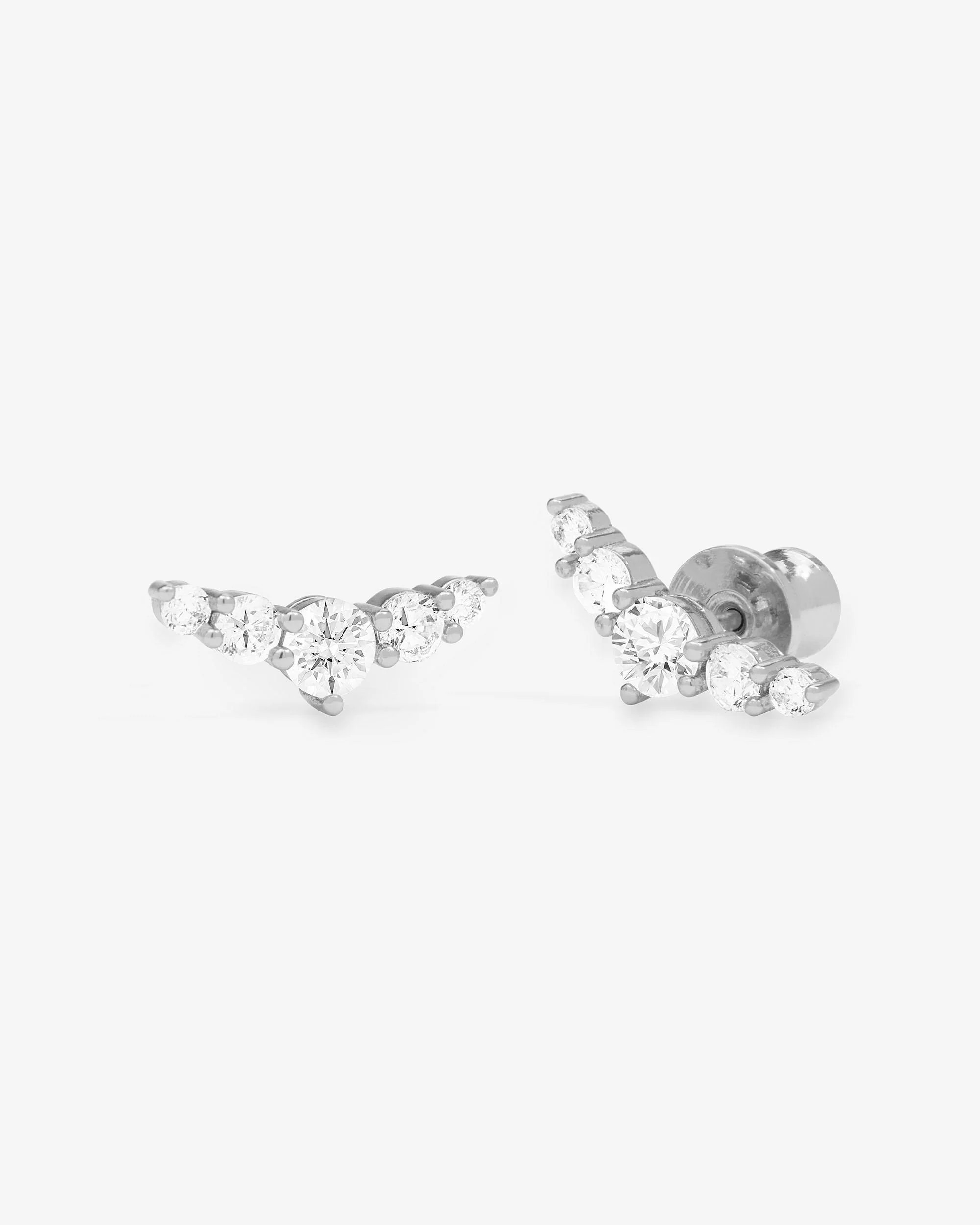 Radiant Studs: Silver & Graduated Simulated Diamonds | Melinda Maria Jewelry