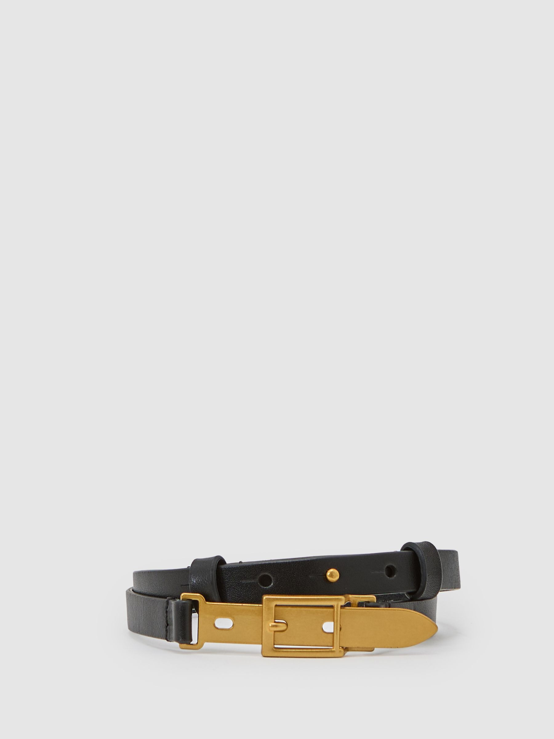 Reiss Leather Buckle-Hardware Belt in Black | REISS | Reiss US