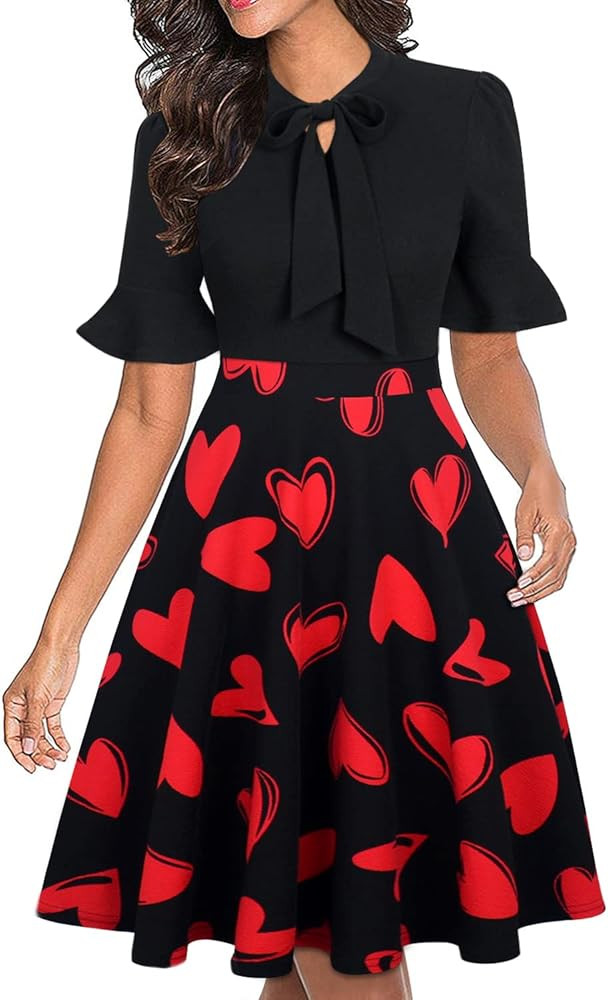 Women Summer Floral Ruffle Sleeve Wear to Work Church Wedding Guest Party Dresses | Amazon (US)