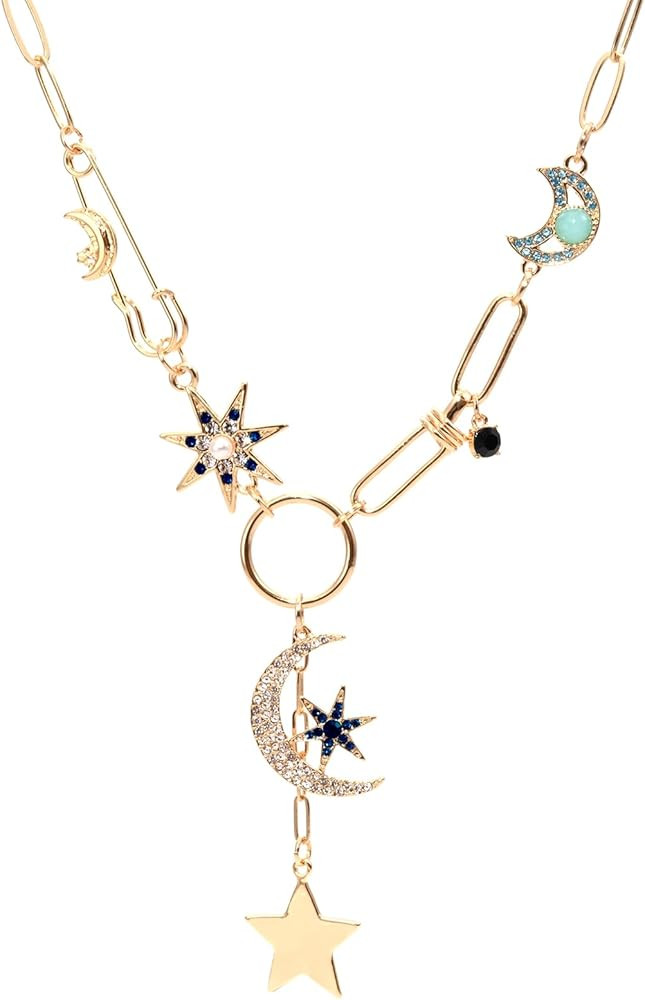 Sun Heart Necklace for Women 18K Gold Plated Heart Pendent Necklace Chunky Chain Choker Necklace ... | Amazon (US)