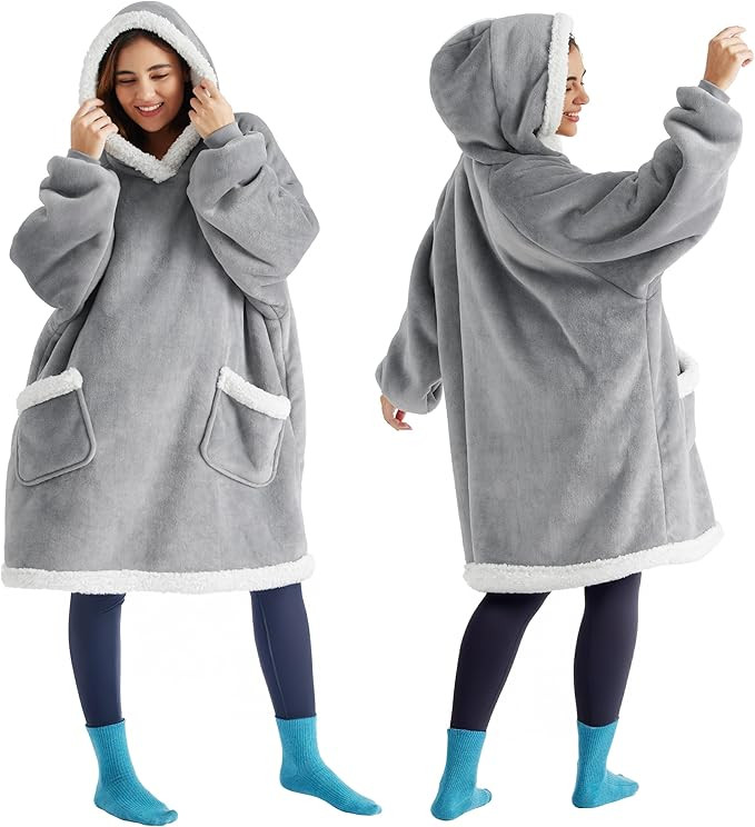 Bedsure Wearable Blanket Hoodie - Sherpa Hooded Blanket as Gifts for Mom Women Girlfriend Kids, C... | Amazon (US)