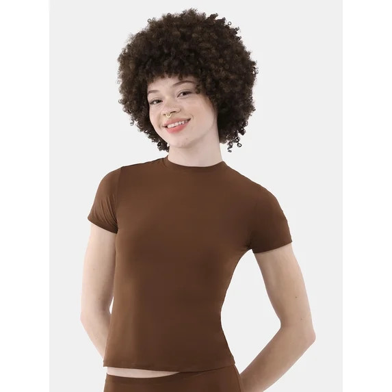 No Boundaries Fit Stretch Tee with Short Sleeves, Women's XS-XXXL | Walmart (US)