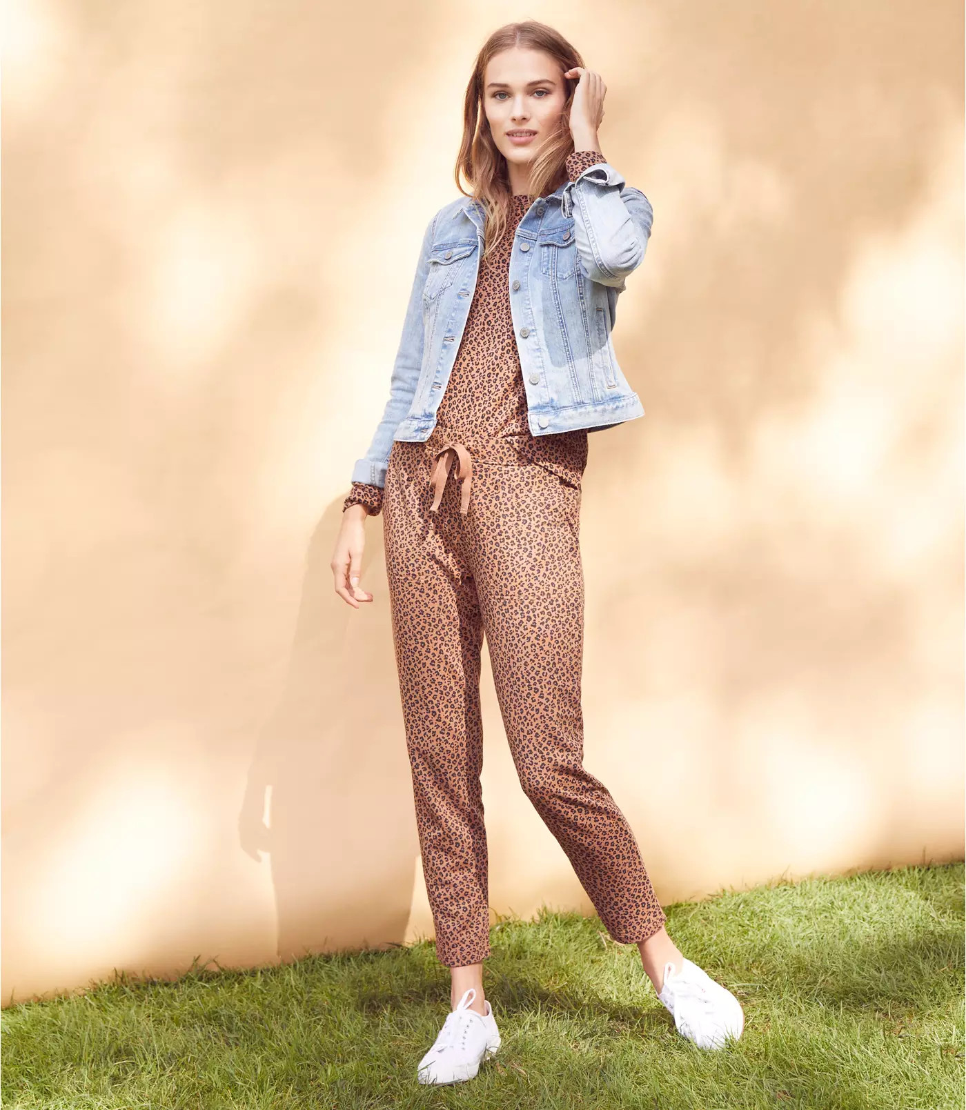 Lou & Grey Leopard Print Terry Sweatpants | LOFT | LOFT