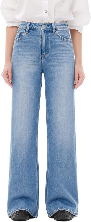 ONESO Wide Leg Jeans for Women 33.5" Long Inseam High Rise Baggy Denim | Amazon (US)
