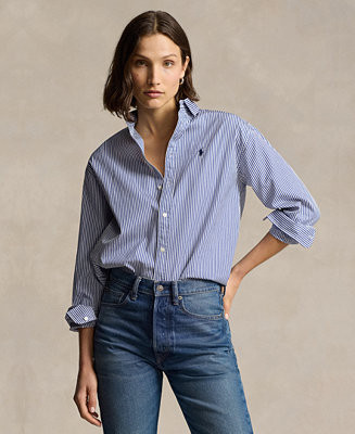 Polo Ralph Lauren Women's Relaxed-Fit Striped Cotton Shirt - Macy's | Macy's