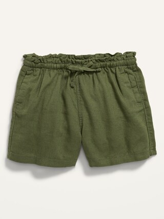 Paperbag-Waist Linen-Blend Pull-On Shorts for Toddler Girls | Old Navy (US)