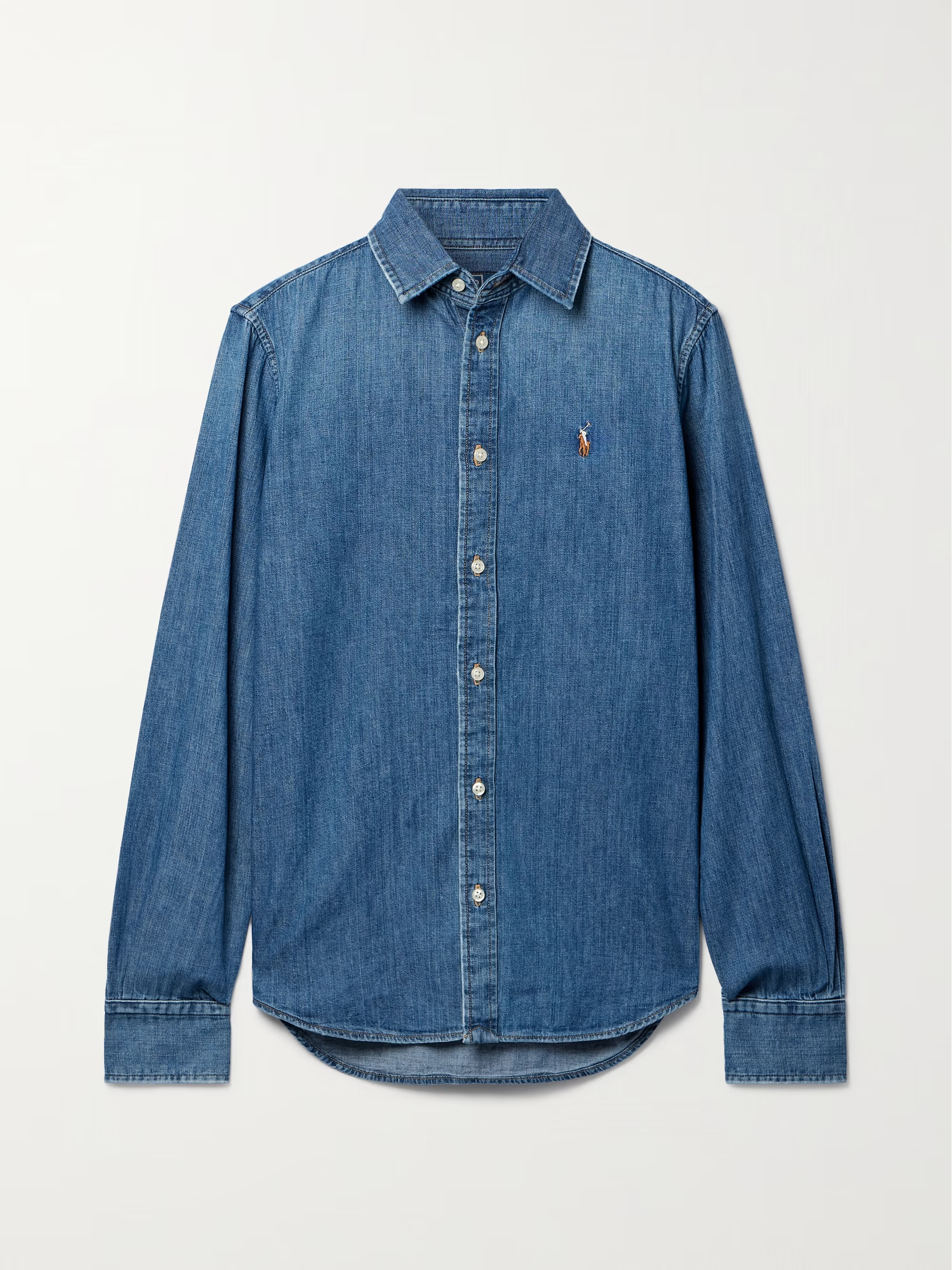 Embroidered denim shirt | NET-A-PORTER (US)