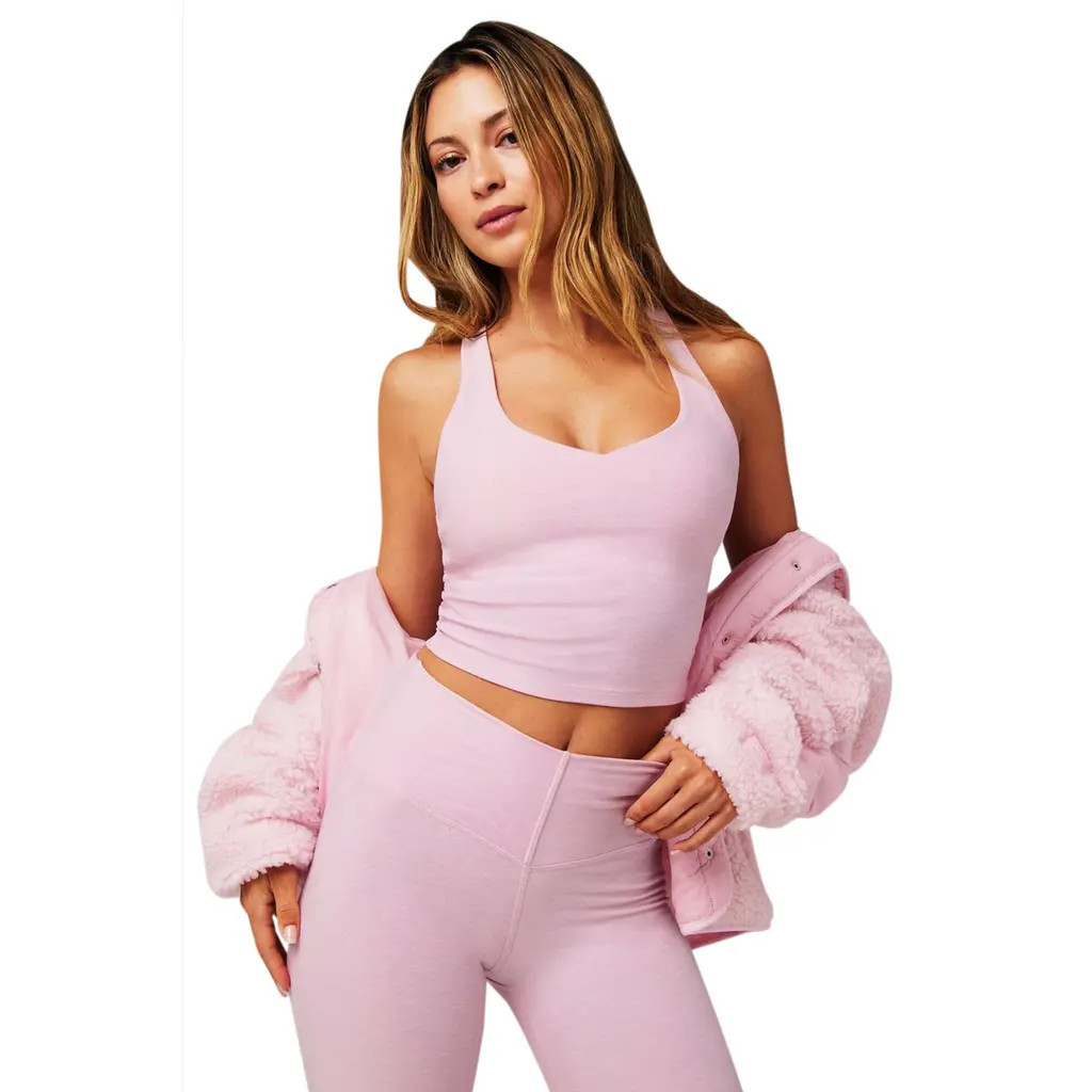 Fabletics Women's HeatherFlex Anywhere Built-In Bra Tank in Sugar Pink Heather at Nordstrom, Size Xx-Large | Nordstrom