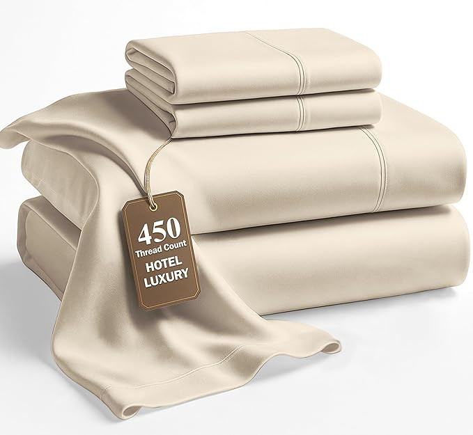 LANE LINEN Bed Sheets Queen Size – Premium 450 Thread Count Long-Staple 100% Cotton Sheets Quee... | Amazon (US)